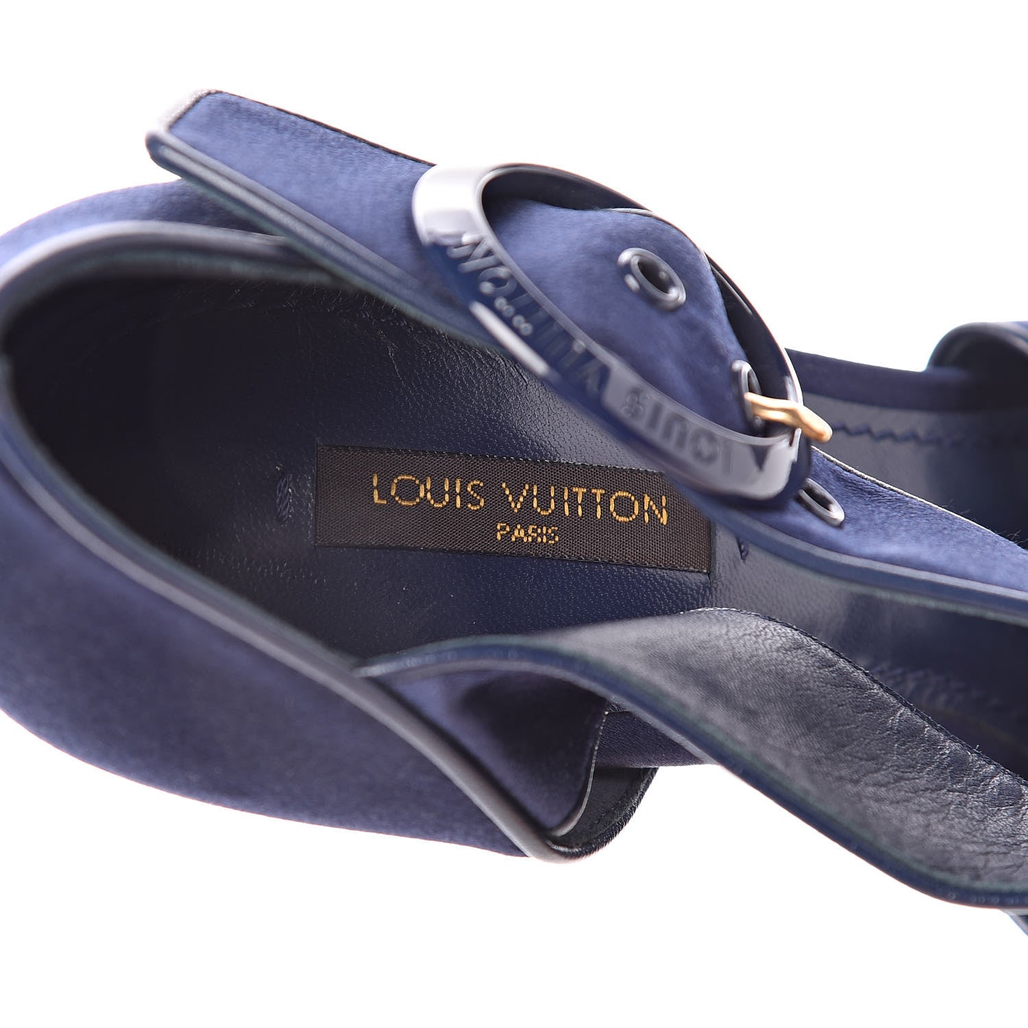 Louis Vuitton Satin Florida Platform Sandal 38.5 Navy 6 of 9
