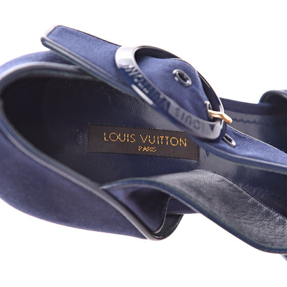 Louis Vuitton Satin Florida Platform Sandal 38.5 Navy 6 of 9