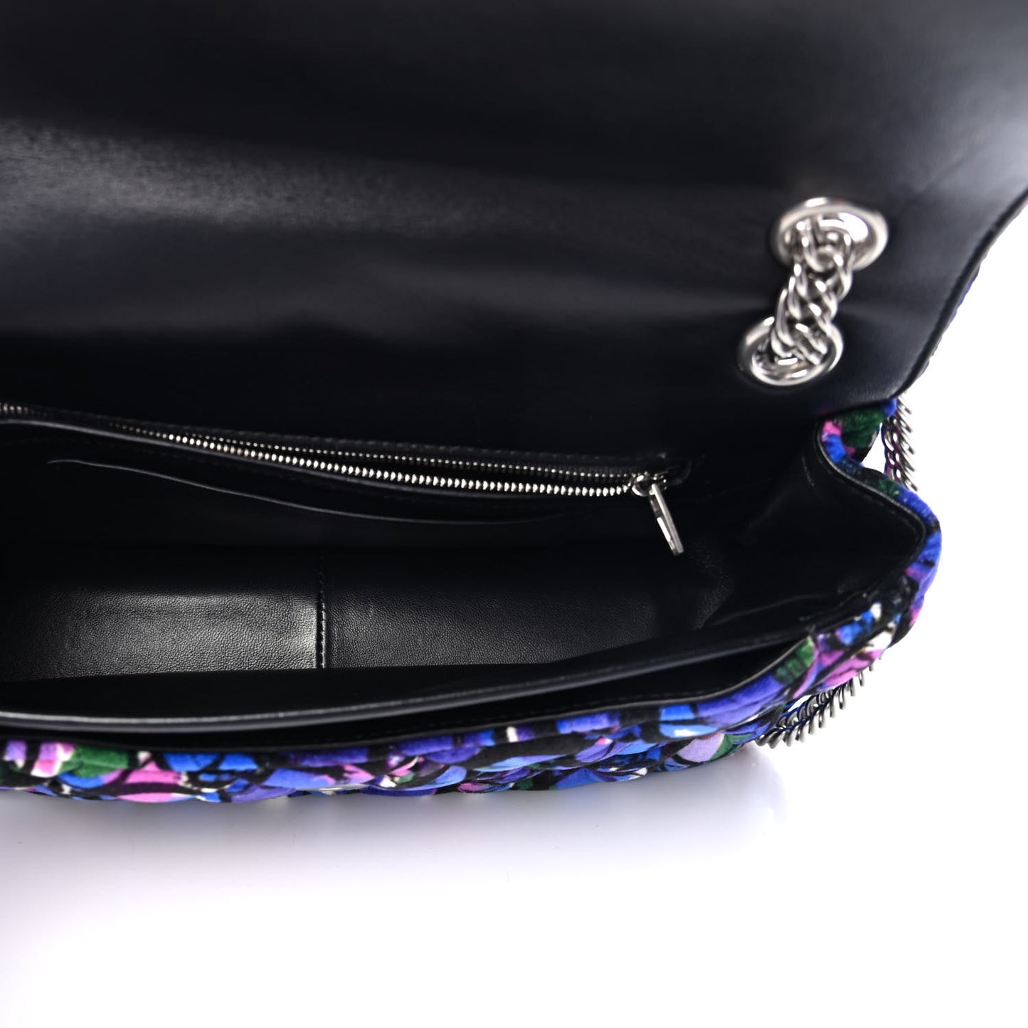 Velvet Floral Quilted M BB Round Shoulder Bag Blue