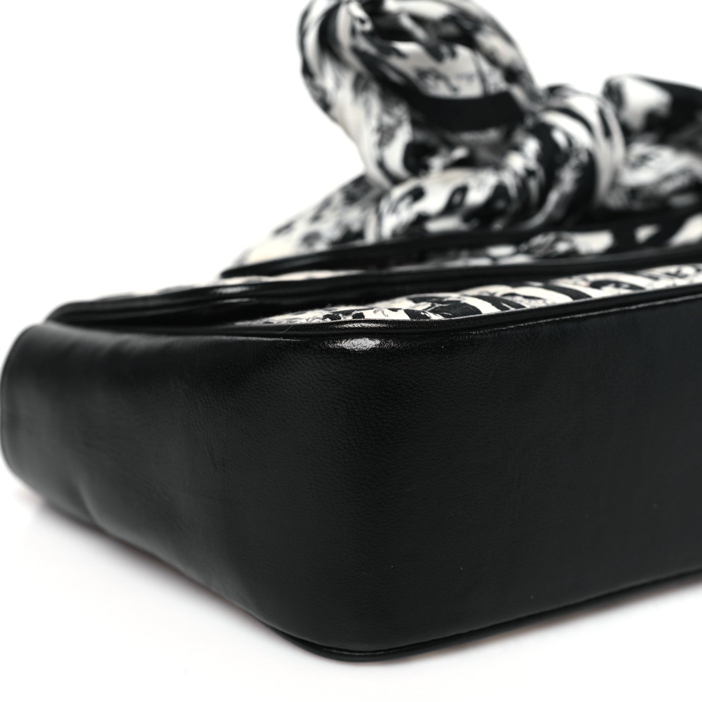 Silk Lambskin Coco Mademoiselle Scarf Flap Bag White Black