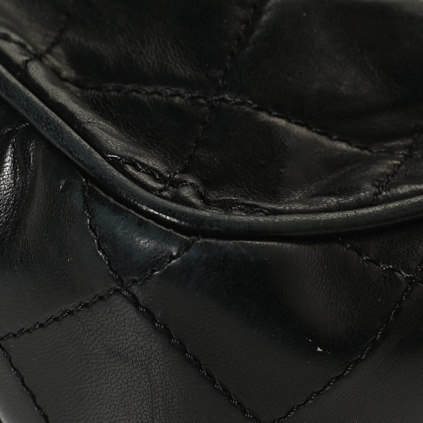 Lambskin Stitched Small Single Flap Black