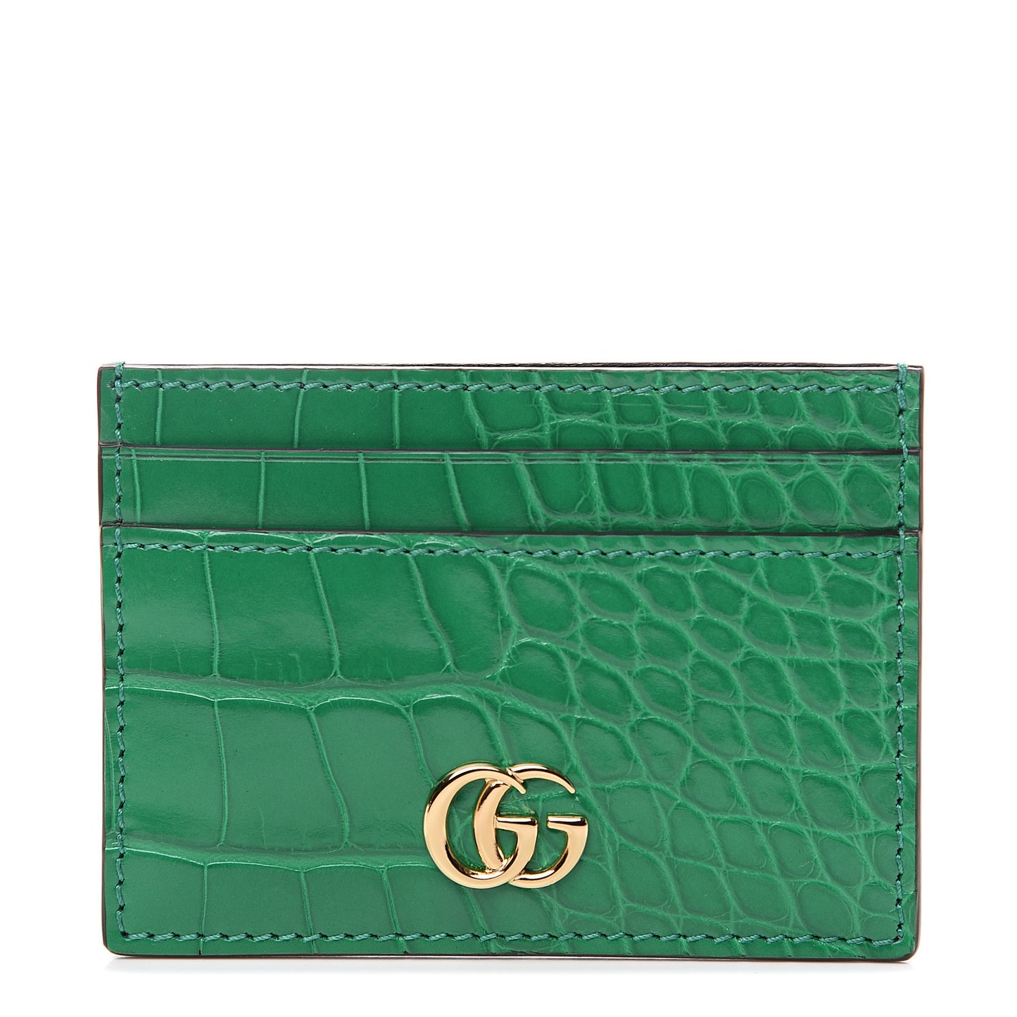 Alligator GG Marmont Card Holder Emerald