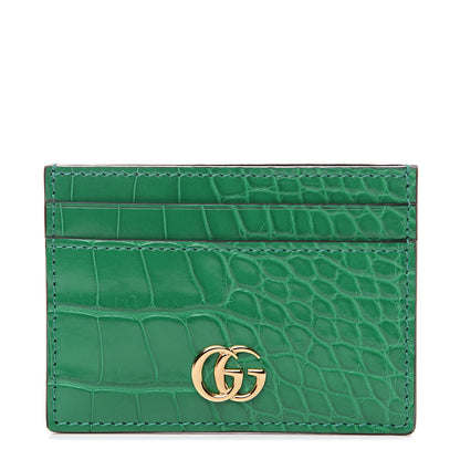 Gucci Alligator GG Marmont Card Holder Emerald 1 of 5