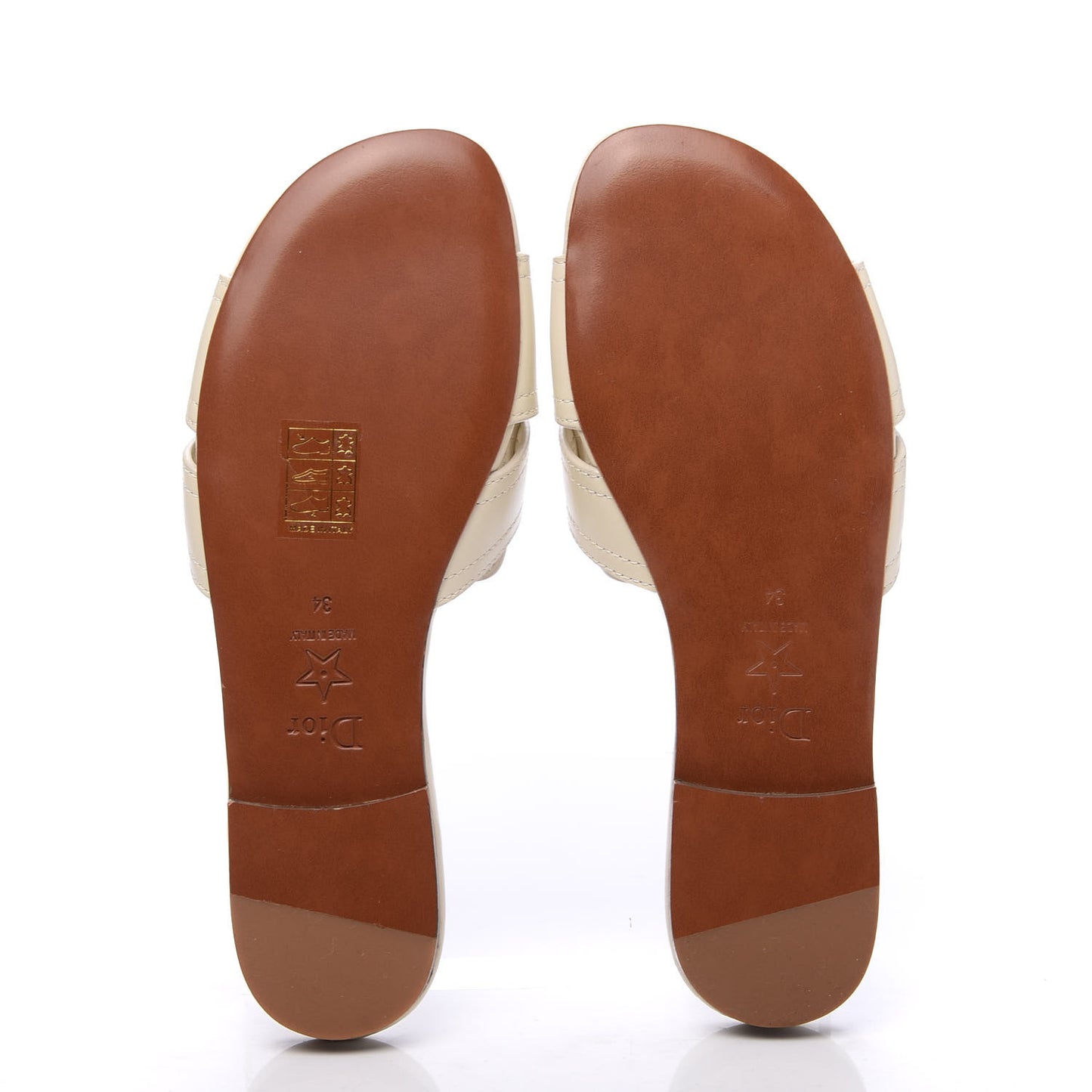 Calfskin 30 Montaigne Flat Slide Sandals 34 White