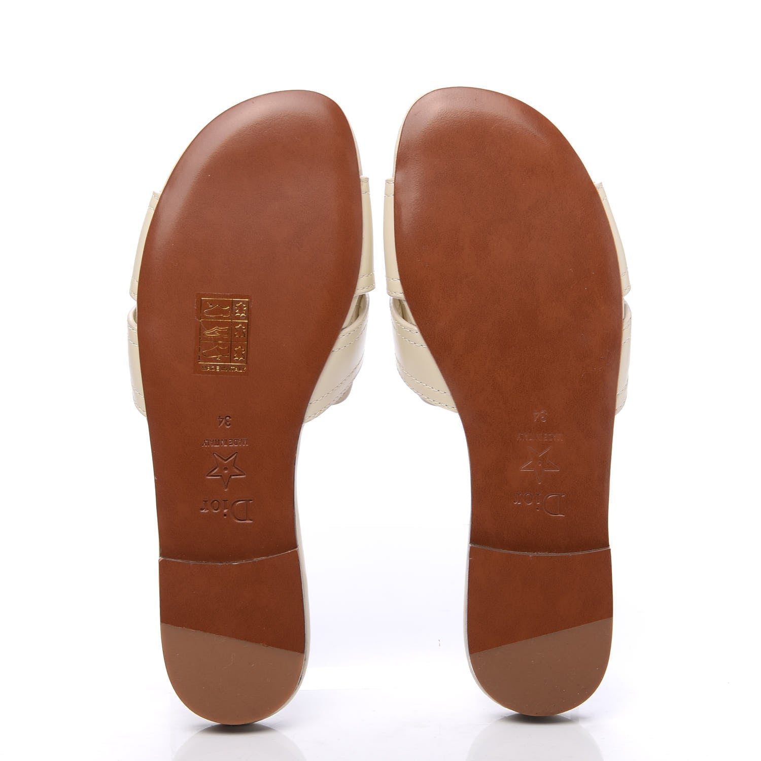 Christian Dior Calfskin 30 Montaigne Flat Slide Sandals 34 White 5 of 8