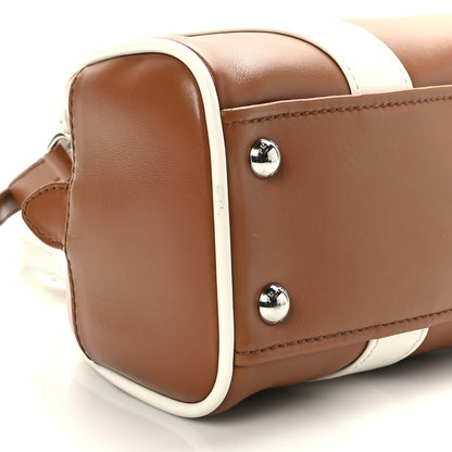 Prada Soft Calfskin Bowling Crossbody Bag Cognac White 6 of 7