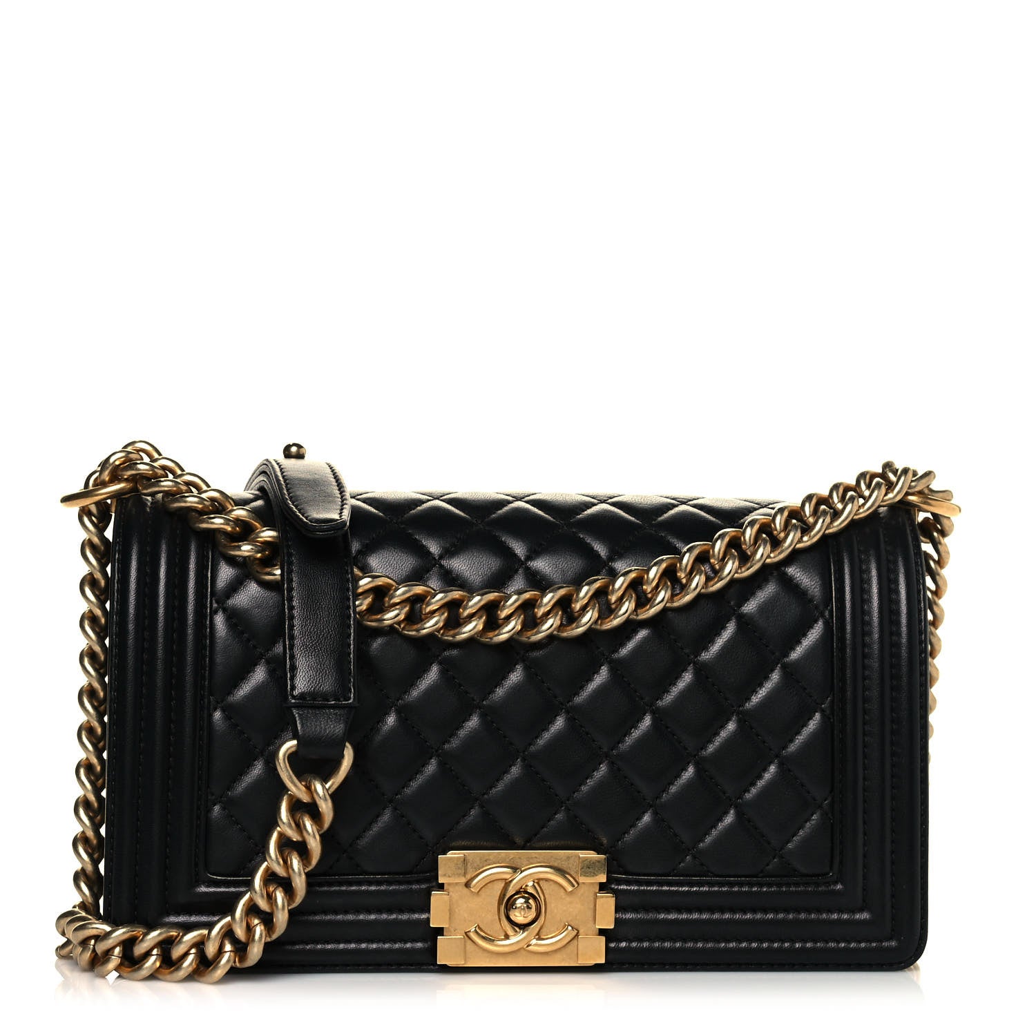Chanel Lambskin Quilted Medium Boy Flap Black 1 of 12