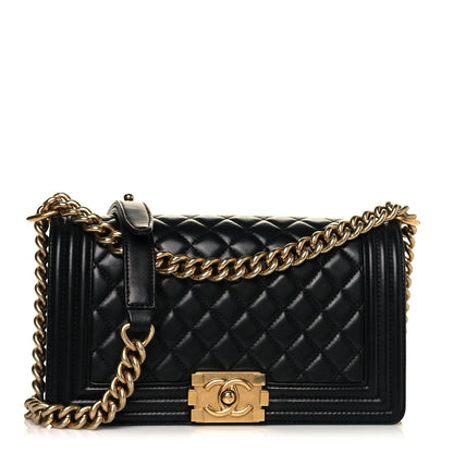 Chanel Lambskin Quilted Medium Boy Flap Black 1 of 12