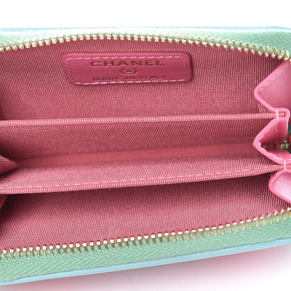 Chanel Caviar Quilted Filigree Coin Purse Pink Green Blue 5 of 8