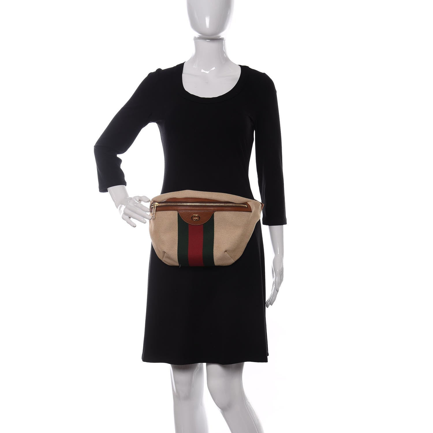 Gucci Vintage Canvas Web Belt Bag Sand Cuir 2 of 9