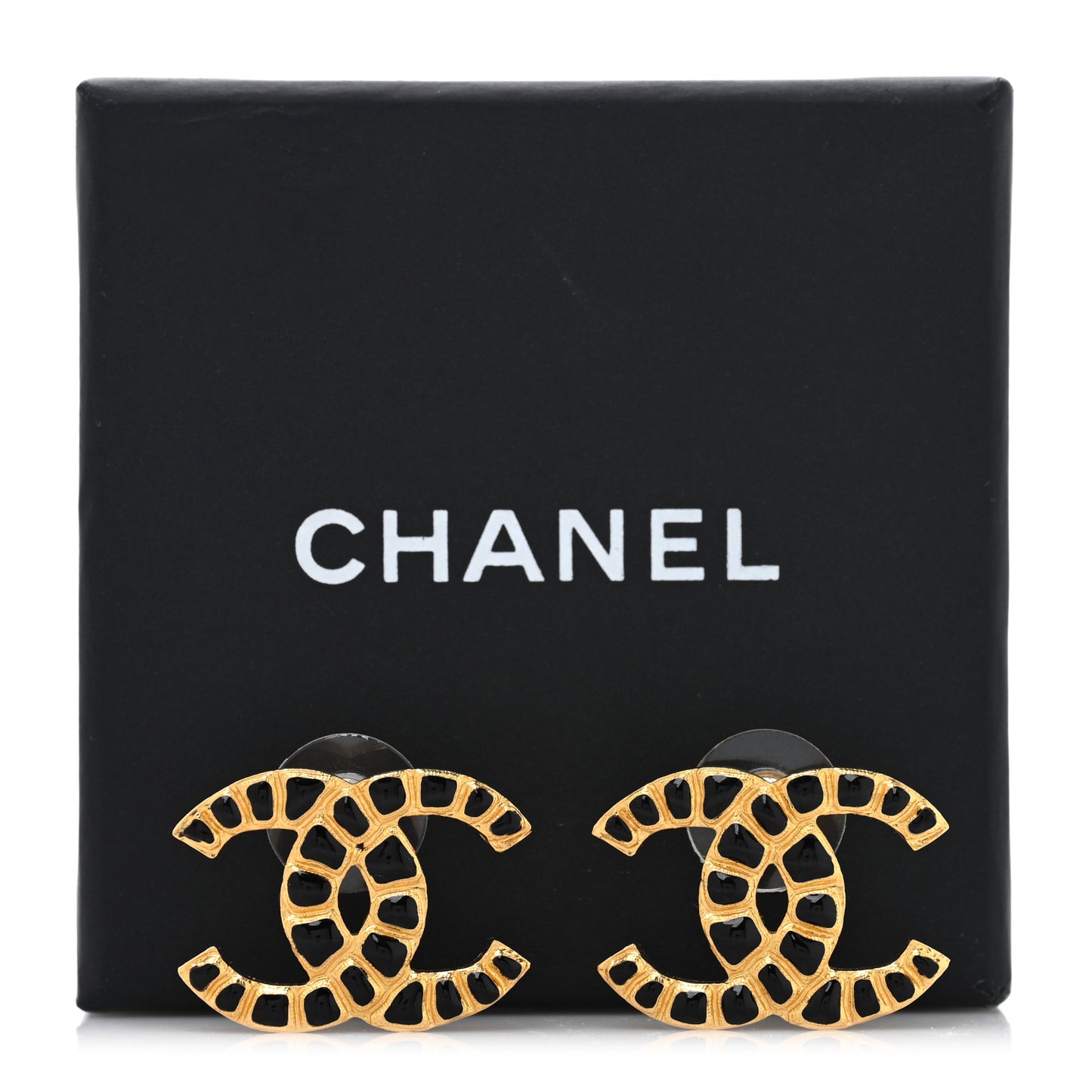 Resin Along The Nile CC Earrings Gold Black