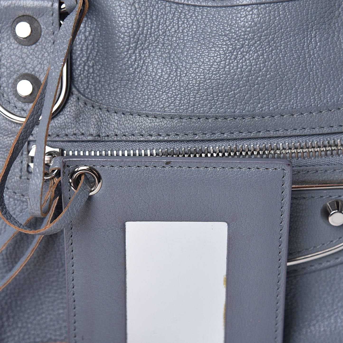 Chevre Silver Metallic Edge Hardware City Bleu Acier