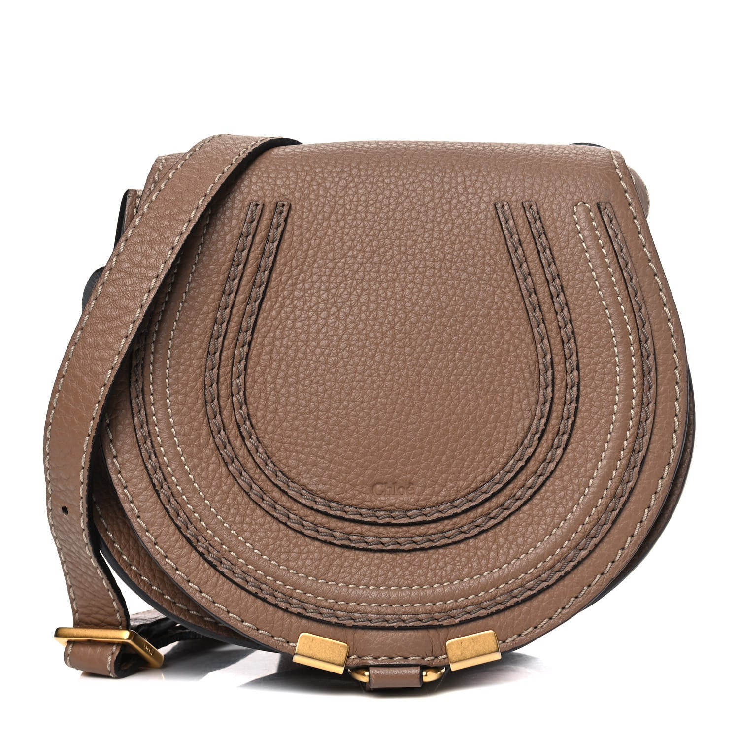 Chloe Calfskin Mini Marcie Round Crossbody Bag Nut 1 of 4