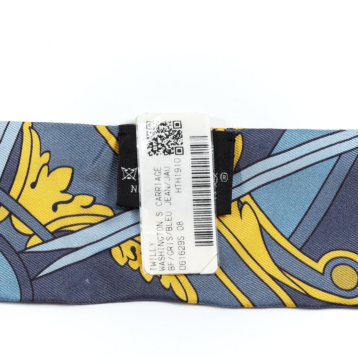 Silk Washington's Carriage Detail Twilly Gris Bleu Jean Jaune
