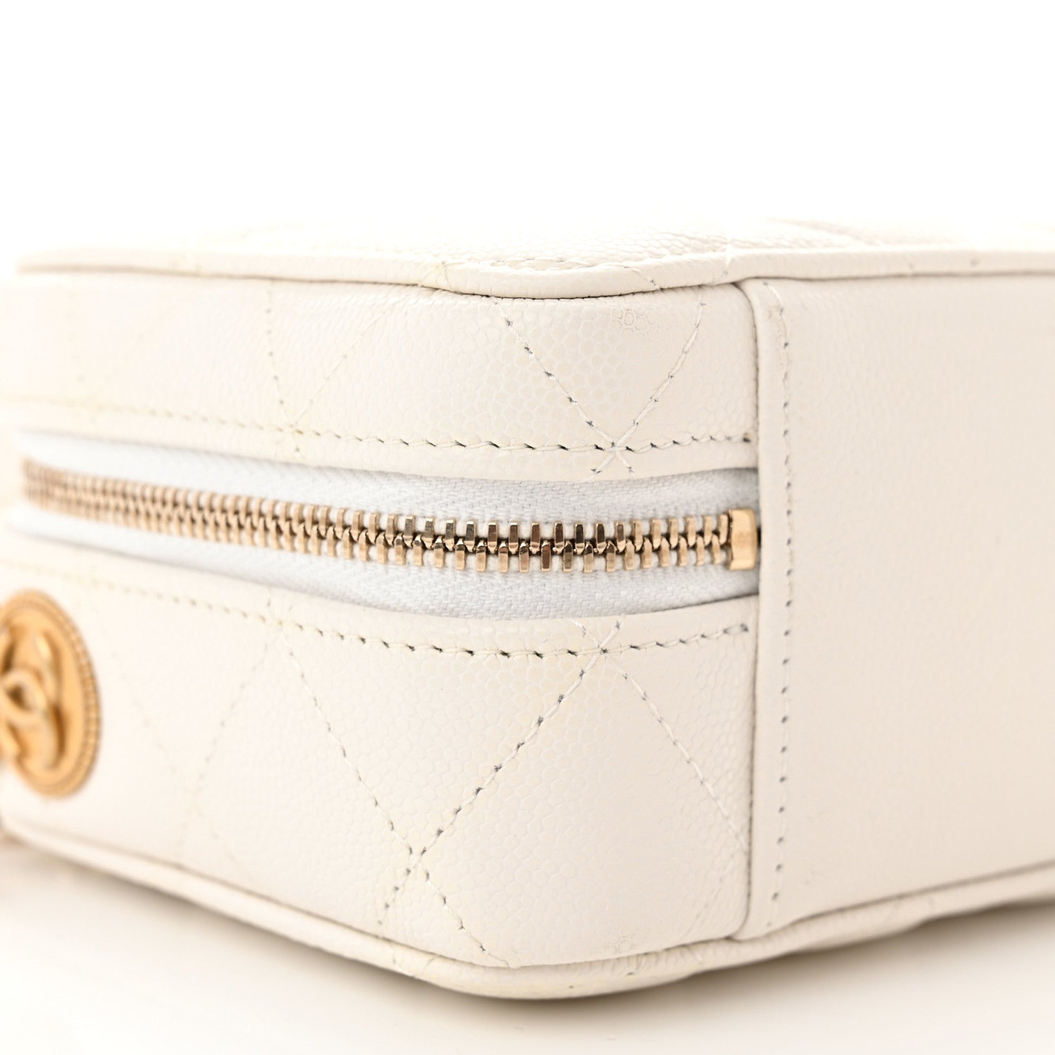 Chanel Caviar Quilted Twist Your Buttons Clutch With Chain White 9 of 14