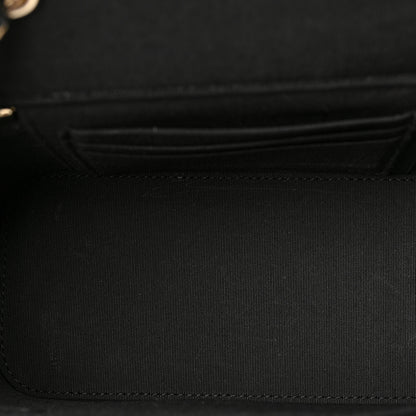 Chanel Raffia Jute Striped Small Vanity Case With Chain Black Beige 5 of 9