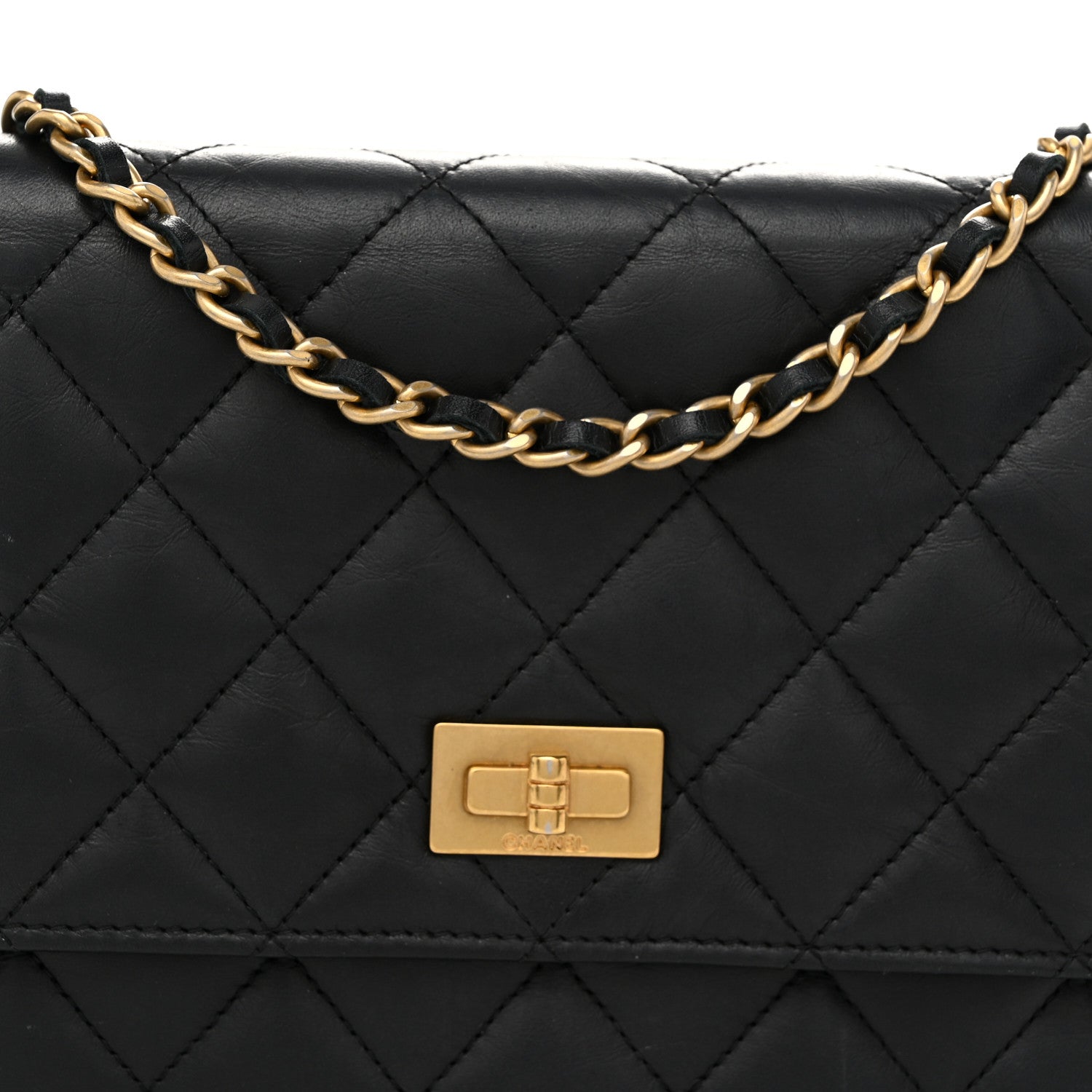 Chanel Aged Calfskin Quilted Reissue Wallet On Chain WOC Black 9 of 11