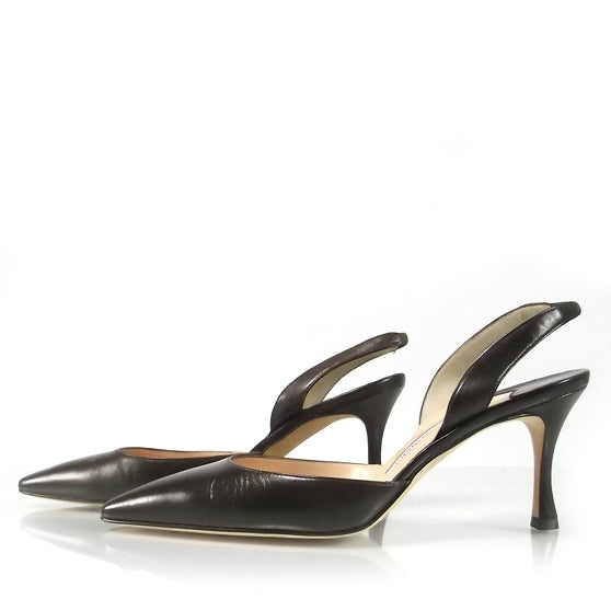 MANOLOBLAHNIKLeatherCarolyneSlingbackPumps36DarkBrown