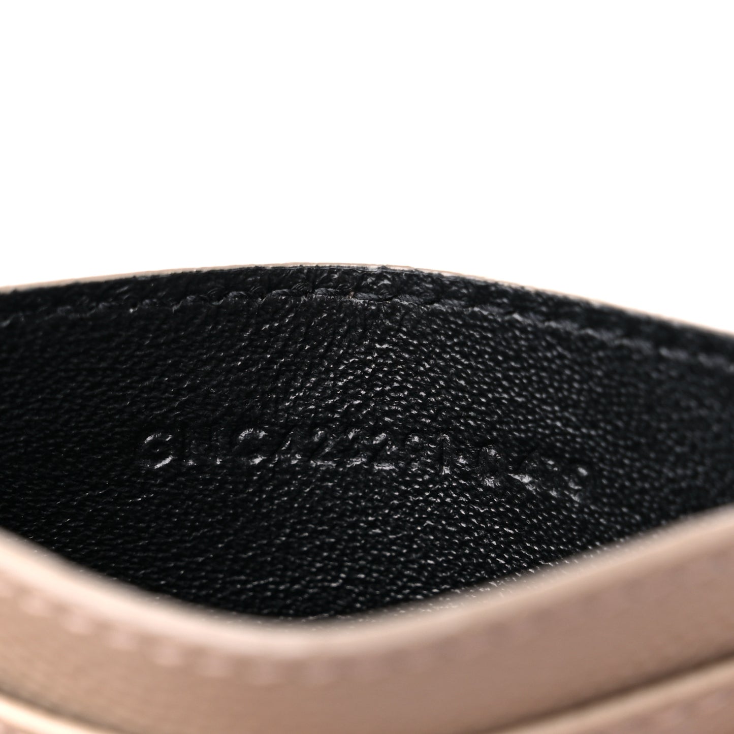 Grain De Poudre Matelasse Chevron Monogram Credit Card Case Dark Beige