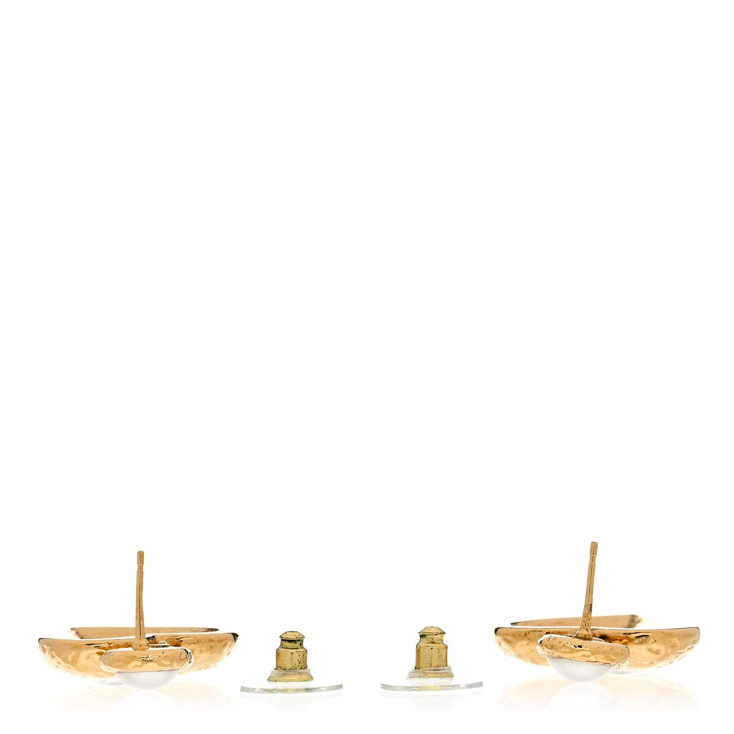 Metal Pearl Resin CC Heart Drop Earrings Gold Black