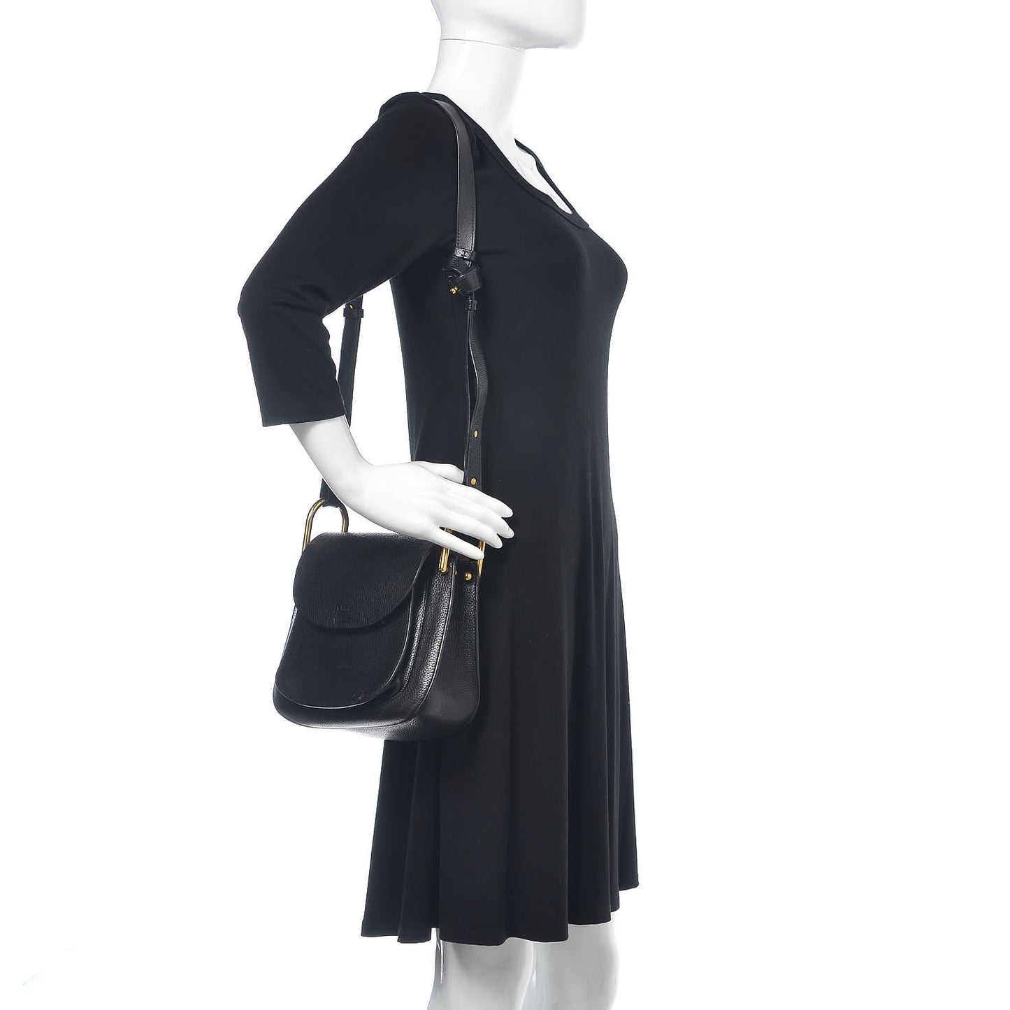 Grained Calfskin Small Hudson Tassel Shoulder Bag Black