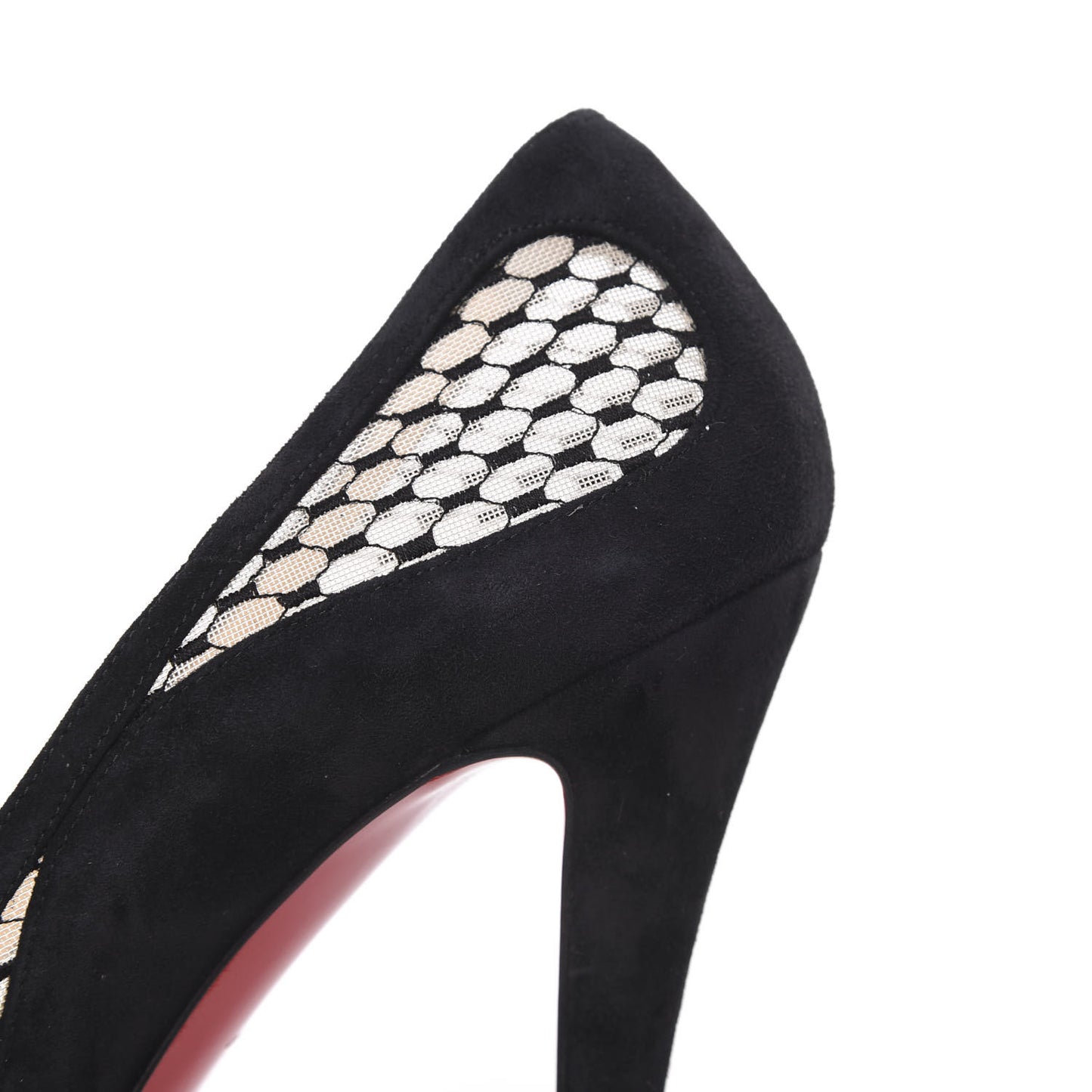 Veau Velours Lace Violette Camilla 120 Peep Toe Pump 38 Black
