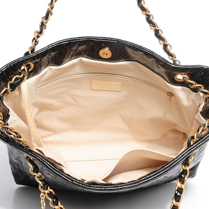 Chanel Crackled Patent Puzzle Tote Black 7 of 7
