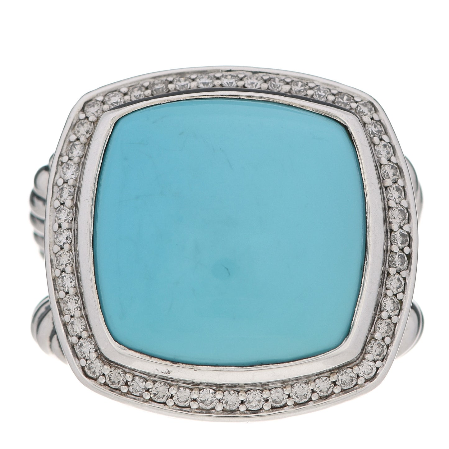 Sterling Silver Diamond Reconstituted Turquoise 17mm Albion Ring 57 8