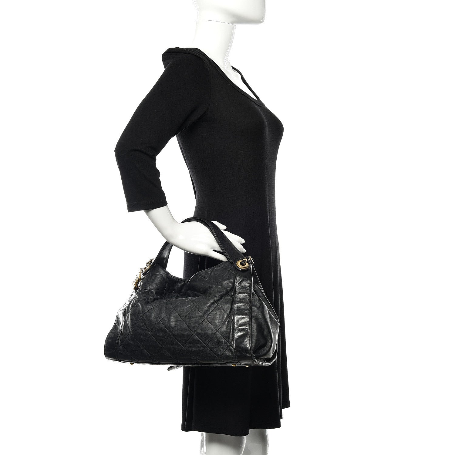 Chanel Calfskin Quilted Small In The Mix Shopping Tote Black 3 of 11
