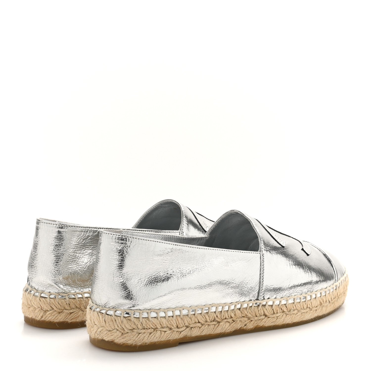 Chanel Laminated Goatskin CC Espadrilles 41 Silver 5 of 10