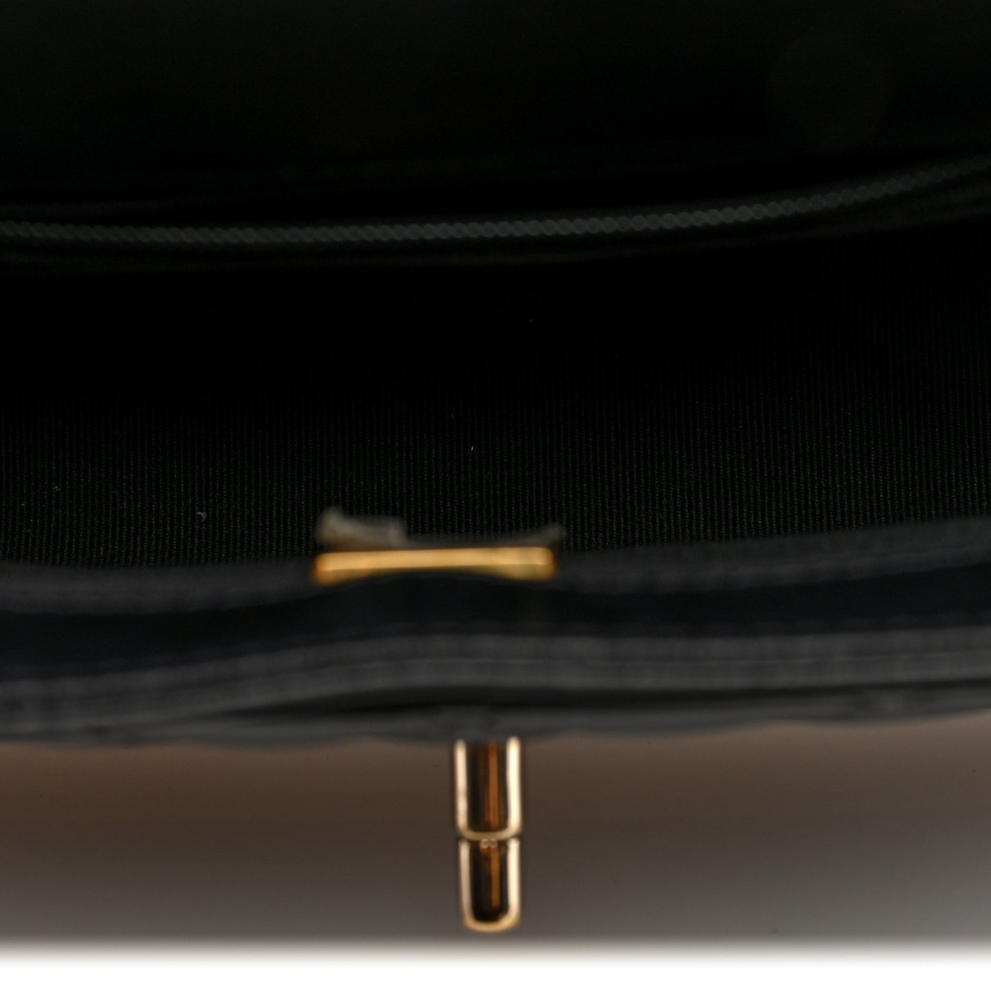 Shiny Lambskin Quilted Half Mini Flap Black Beige