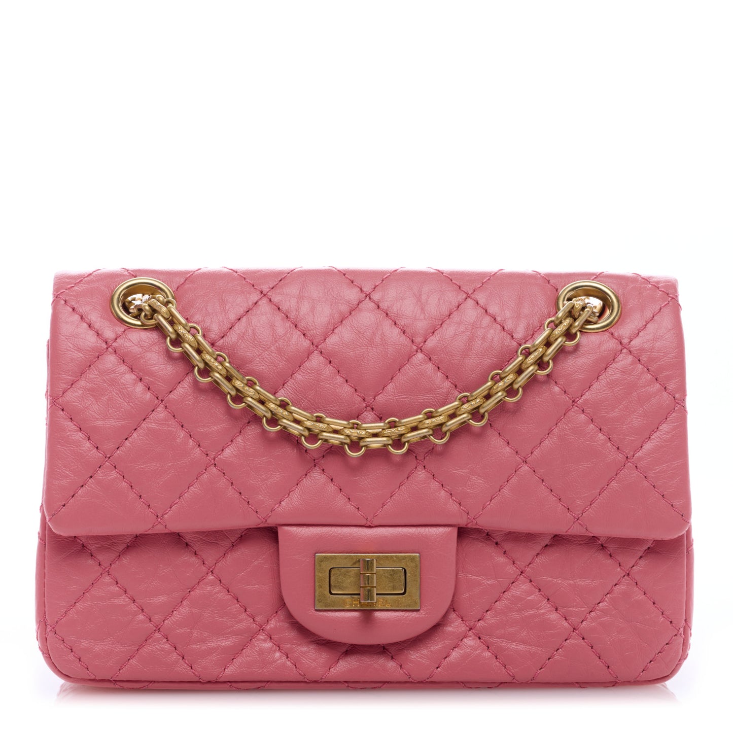 Aged Calfskin Quilted 2.55 Reissue Mini Flap Pink