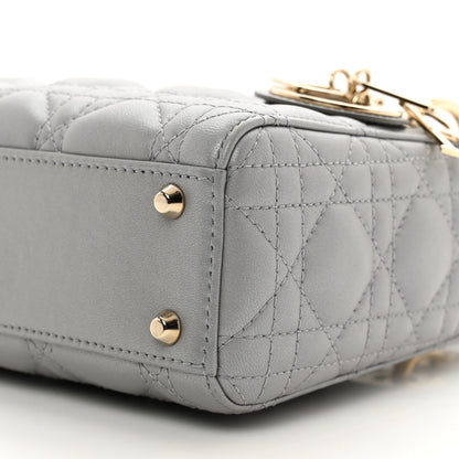 Christian Dior Lambskin Cannage Mini Lady Dior Gray Opaline 9 of 10