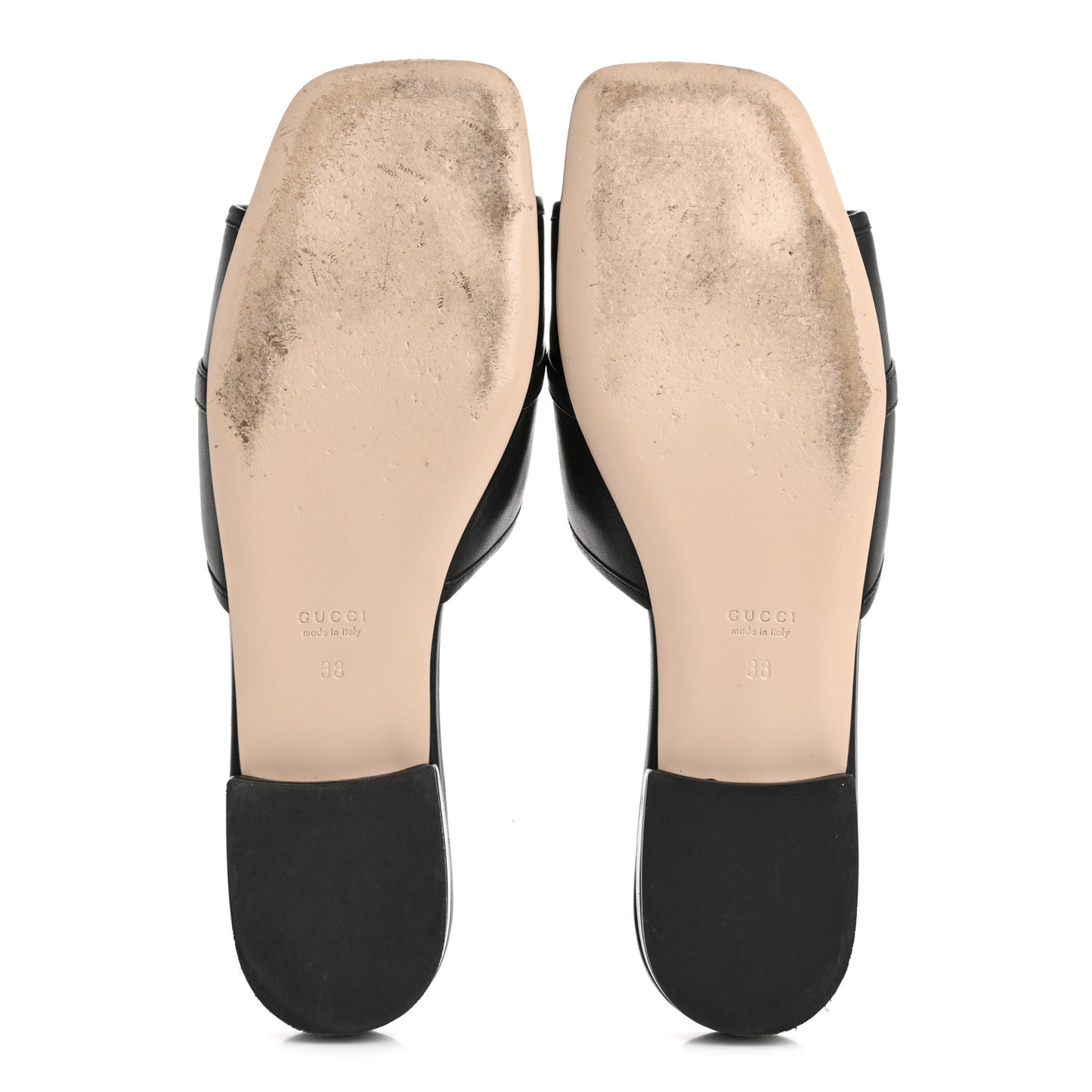 Nappa Horsebit Flat Slide Sandals 38 Black
