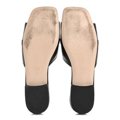 Gucci Nappa Horsebit Flat Slide Sandals 38 Black 6 of 13
