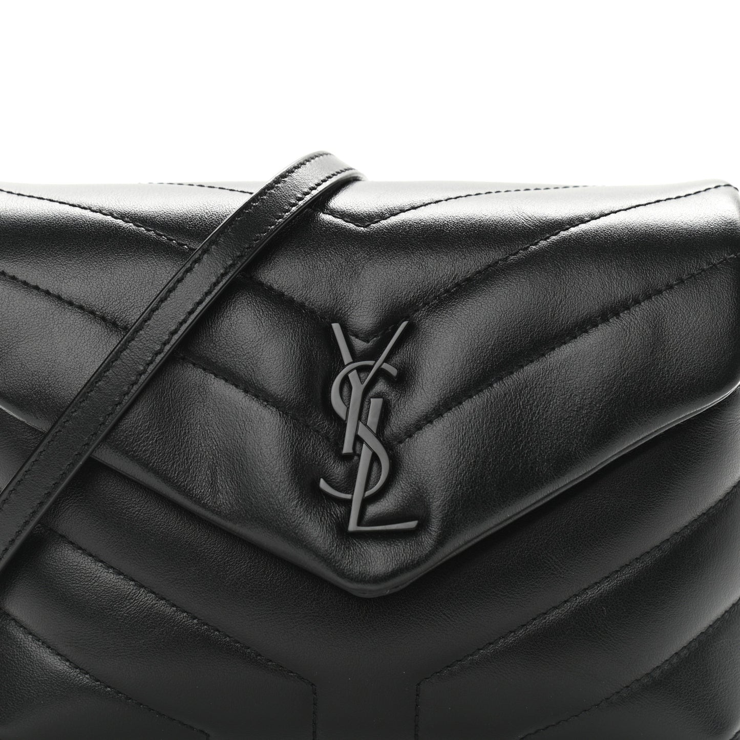 Calfskin Y Quilted Monogram Toy Loulou Crossbody Bag Black