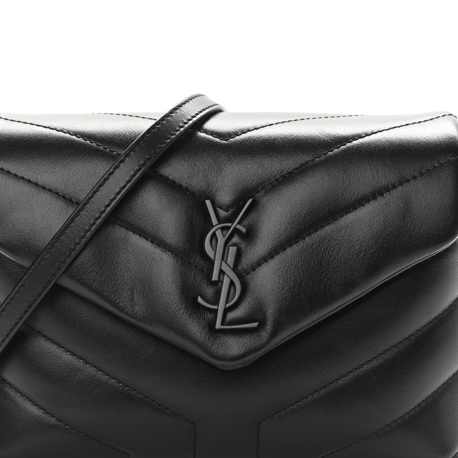 Saint Laurent Calfskin Y Quilted Monogram Toy Loulou Crossbody Bag Black 8 of 10