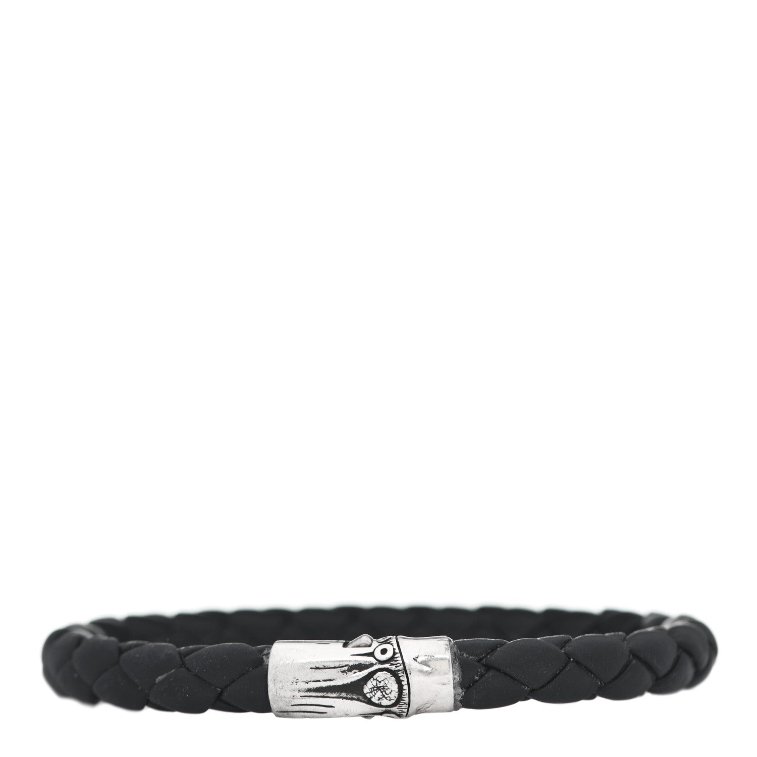 John Hardy Sterling Silver Leather 8mm Braided Bamboo Station Bracelet Black 1 of 4