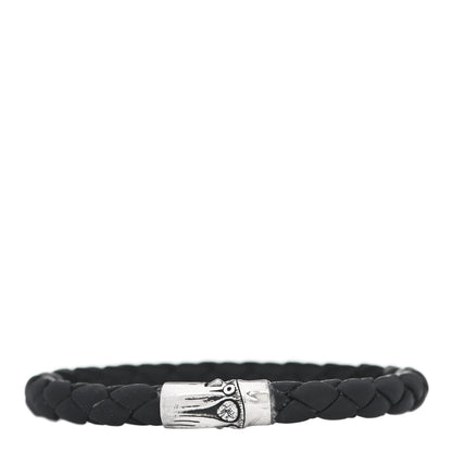 John Hardy Sterling Silver Leather 8mm Braided Bamboo Station Bracelet Black 1 of 4