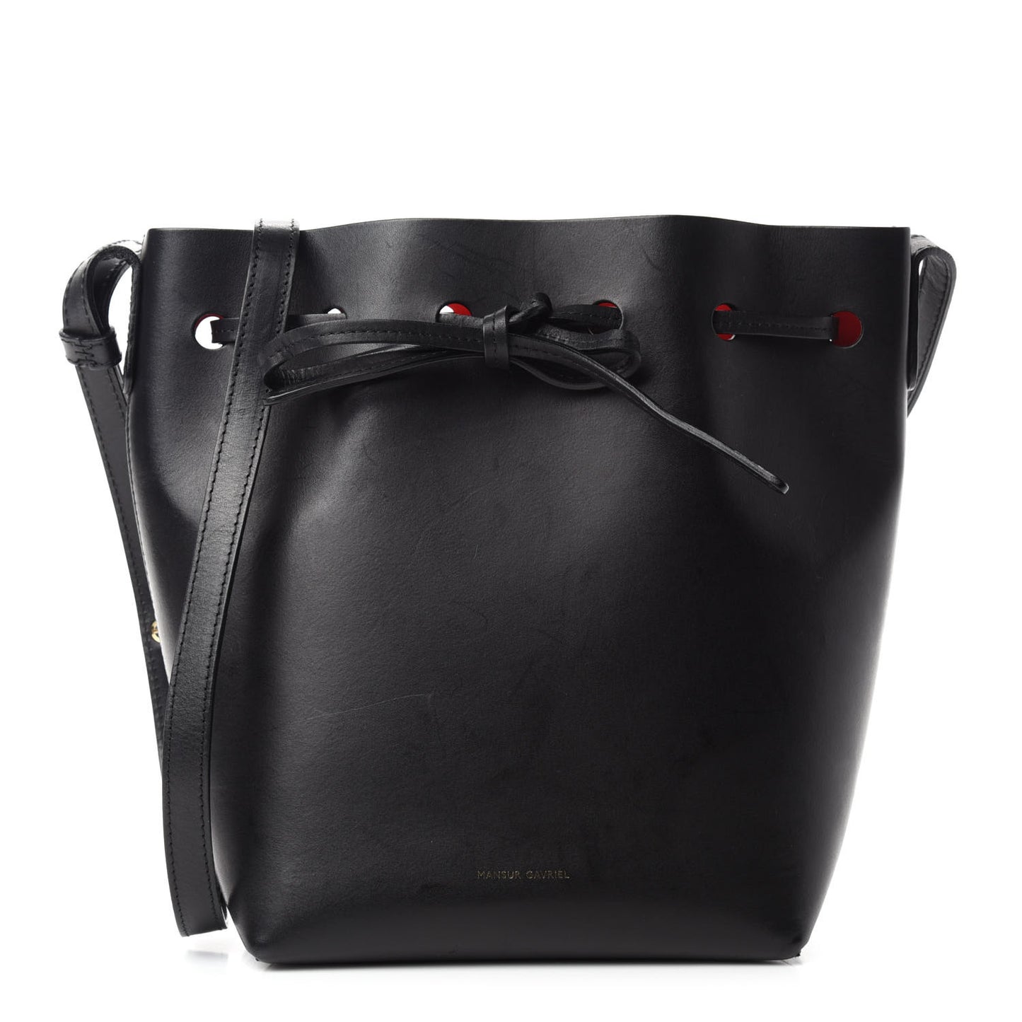 Calfskin Mini Bucket Bag Black Flamma