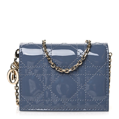 Christian Dior Patent Cannage Mini Pouch on Chain Navy Blue 1 of 6