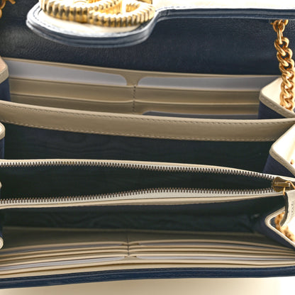 Gucci Vintage Effect Calfskin Matelasse Diagonal Torchon GG Marmont Chain Wallet Mystic White Blue Agata 5 of 10