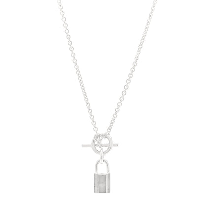 Hermes Sterling Silver Cadenas Kelly Lock Pendant Necklace 2 of 11