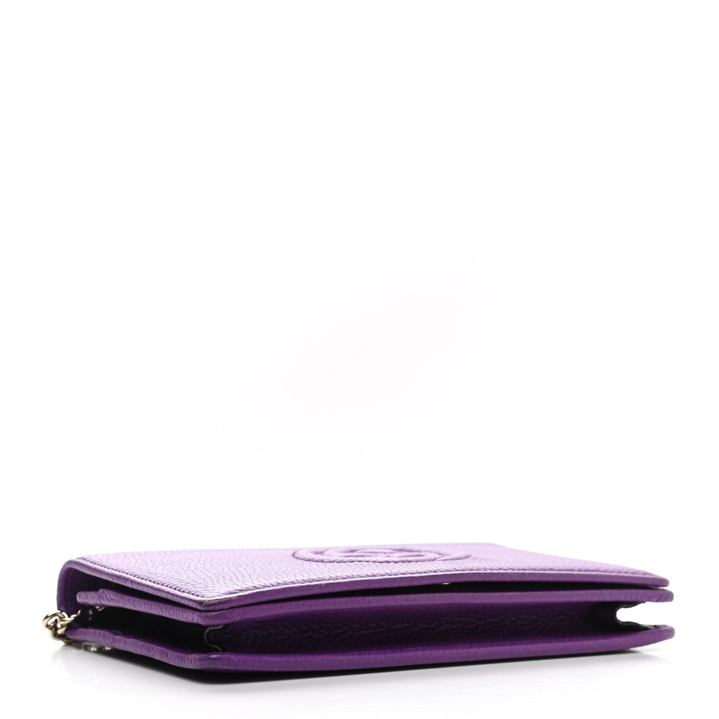 Pebbled Calfskin Soho Wallet on Chain Shine Purple
