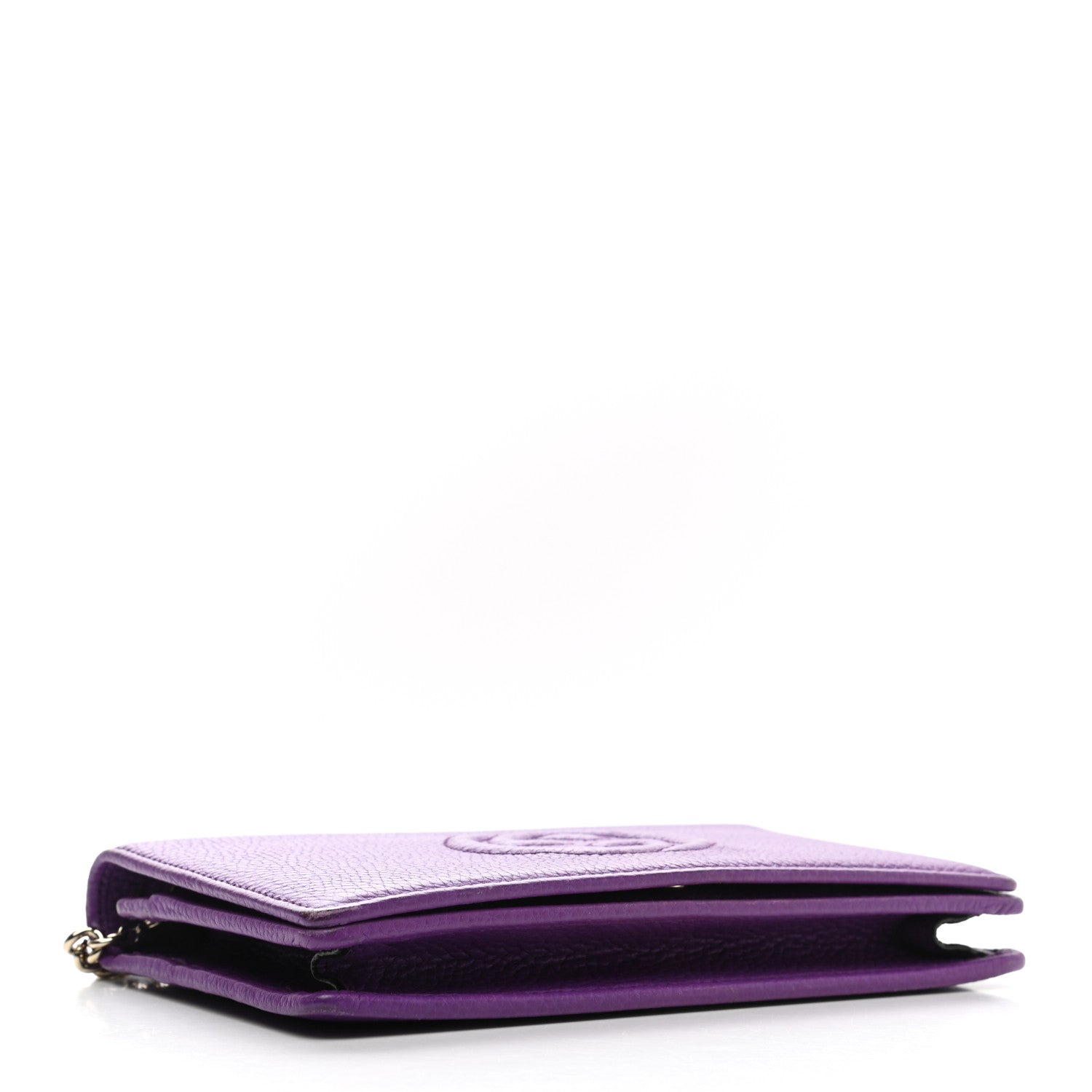 Gucci Pebbled Calfskin Soho Wallet on Chain Shine Purple 4 of 10