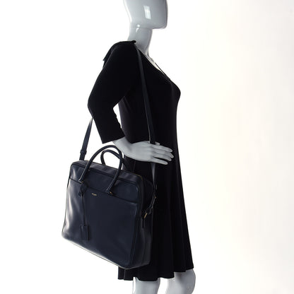 Saint Laurent Calfskin Small Classic Duffle Briefcase Deep Marine 5 of 10