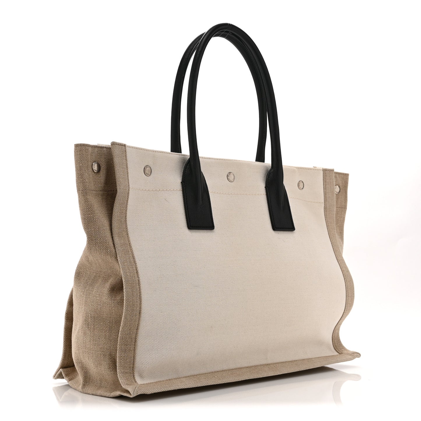 Linen Calfskin Small Rive Gauche Tote Greggio Natural