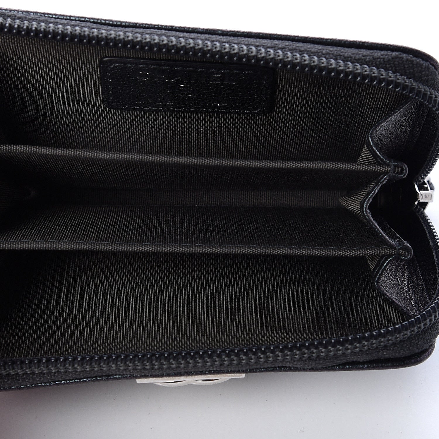 Chanel Iridescent Goatskin Quilted Boy Zip Around Coin Purse Wallet Black 5 of 8