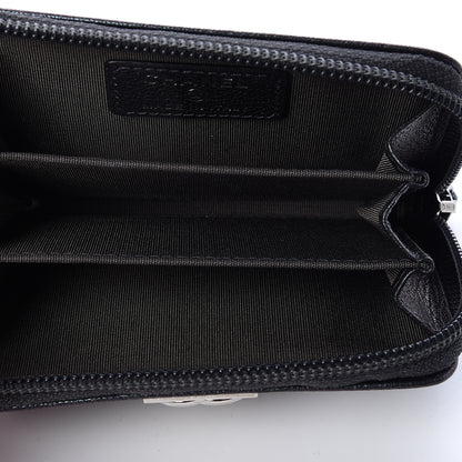 Chanel Iridescent Goatskin Quilted Boy Zip Around Coin Purse Wallet Black 5 of 8