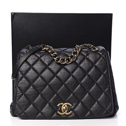 Chanel Aged Calfskin Quilted Large Pondichery Flap Black 12 of 12